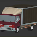 Red And Silver Cargo Truck Model With Reflective Surface And Cab Design
