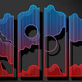 Modern Room Divider Screen with Gradient Colors Lines Mountains and Moon