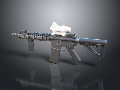 Tactical Assault Rifle with Scope Mounted on Top Rail Handguard and Magazine 3d model