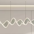 Elegant Modern Chandelier With Curved Wave Design And White Textured Finish