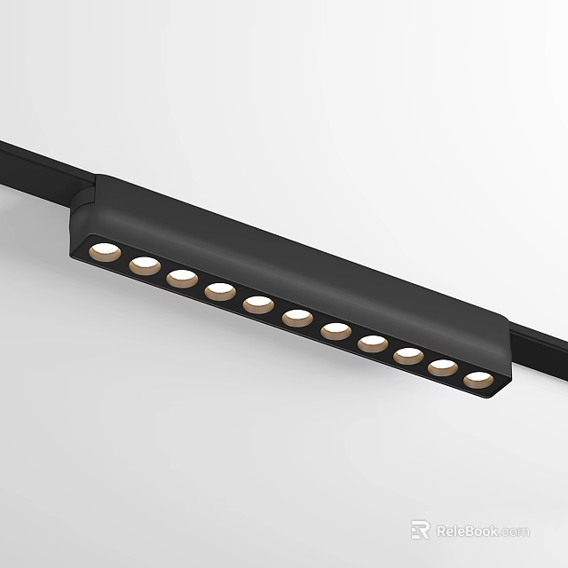 Modern Black Strip Downlights And Spotlights With Multiple LED Light Beads 3d model 