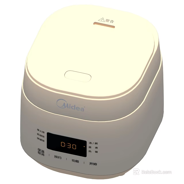 Midea White Rice Cooker With Digital Display And Timer Function For Kitchen Use 3d model 
