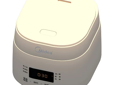 Midea White Rice Cooker With Digital Display And Timer Function For Kitchen Use 3d model