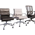 Modern Office Chairs With Leather Mesh Upholstery Armrests Metal Base And Casters