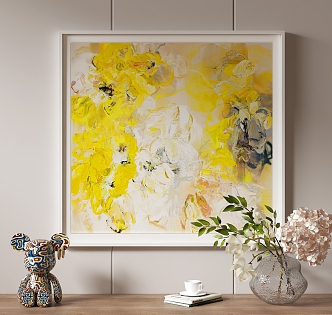 Modern abstract painting combination high-end art hanging painting oil painting texture painting 3d model