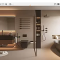 Modern Bathroom Interior Design With Bathtub Shower Vanity Mirror And Storage Cabinets