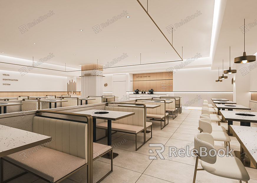 Modern Hot Pot Restaurant Restaurant Restaurant Hotel Front Desk Dining Table and Chair Fast Food Restaurant Lantern Card Seat model