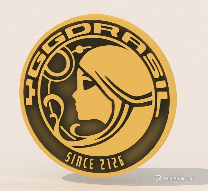 Hegdrasil Emblem Design Featuring Female Side Profile And Since 2126 Details 3d model 