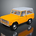 Yellow Vintage Off Road Vehicle With White Roof And Classic Design