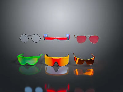 Colorful Eyewear Collection With Round Aviator Styles And Stylish Frames For Daily Use 3d model