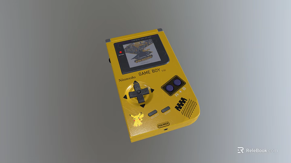 Yellow Game Boy Portable Entertainment Device With Classic Gaming Screen And Control Buttons 3d model 