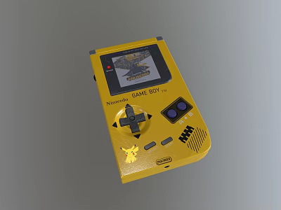 Yellow Game Boy Portable Entertainment Device With Classic Gaming Screen And Control Buttons 3d model