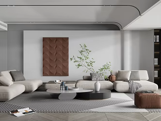 Quiet living room living room sofa tea table combination 3d model