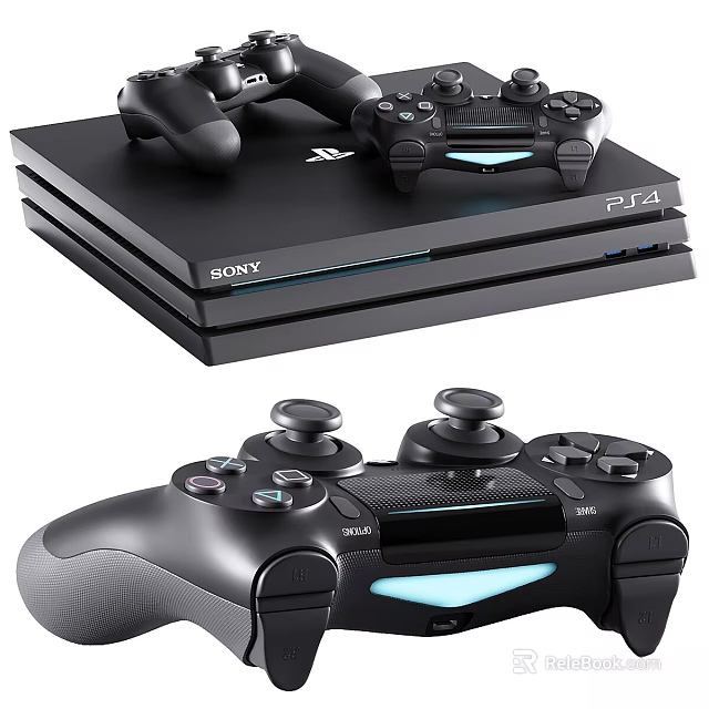 Sony PS4 Console And DualShock Controllers 3d model 