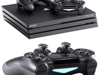 Sony PS4 Console And DualShock Controllers 3d model