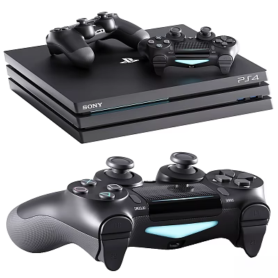 Sony PS4 Console And DualShock Controllers 3d model