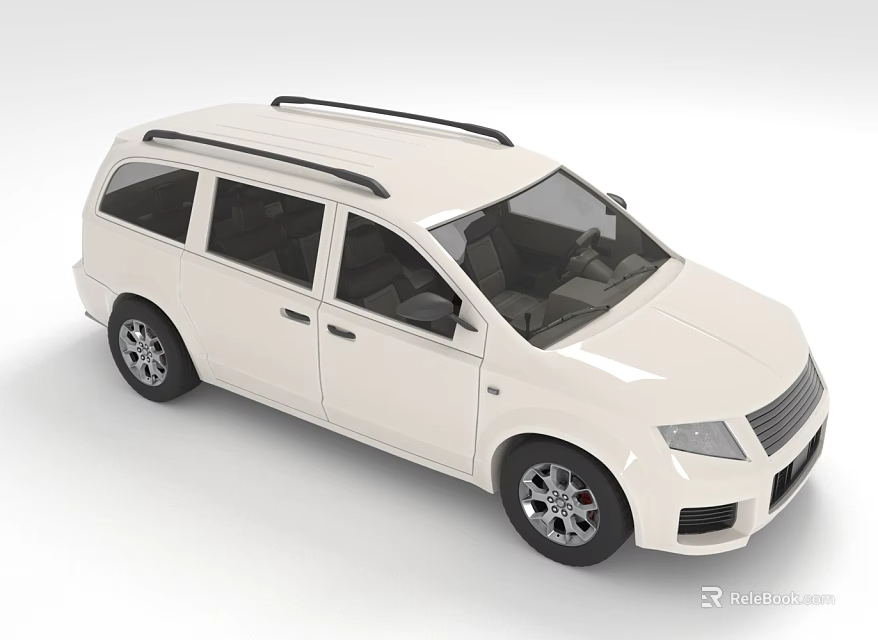 White Station Wagon Exterior Design With Roof Rack Black Windows And Silver Wheels 3d model 