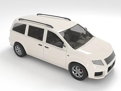 White Station Wagon Exterior Design With Roof Rack Black Windows And Silver Wheels 3d model