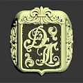 Ornate Gold Ring With Intricate Filigree Patterns And Square Shield Design 3d model