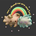 Happy Rainbow Day Celebration With Smiling Clouds And Sparkling Stars