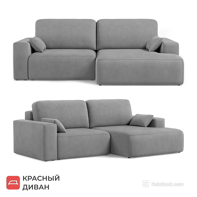 Modern Gray Two Seater Fabric Sofa With Modular Configurations And Soft Cushions 3d model