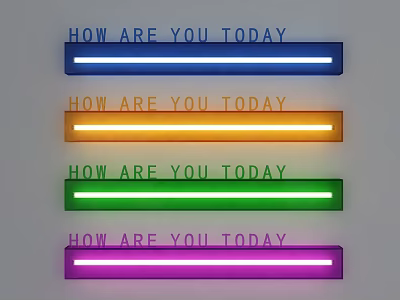 Colorful Illuminated Wall Lamps with HOW ARE YOU TODAY Text in Blue Orange Green Purple 3d model