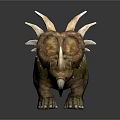 Detailed 3D Model of Triceratops Dinosaur With Horns and Standing Pose