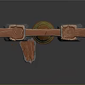 Wooden Pillar Frame Structure With Hanging Golden Bell And Mallet