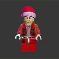 Lego Minifigure Wearing Red Santa Hat With Red Coat Vest And White Gloves