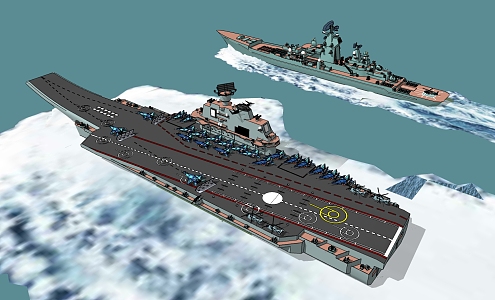 Modern aircraft carrier warship 3d model