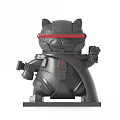 Cat Shaped Decorative Ornament Futuristic Tech Inspired Design With Black Armor And Red Glowing Eyes