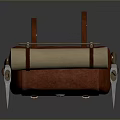 Practical Brown Leather Backpack With Rolled Top And Metal Buckle Straps