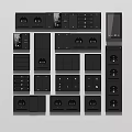 Black Modern Switch Panels With Various Electrical Switches And Socket Combinations