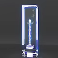 Transparent Crystal Ornament Decor Set With Huabiao Sculpture And Zhonghua Characters