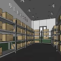 China Smart Express Warehouse Interior With Shelves And Cardboard Boxes 3d model
