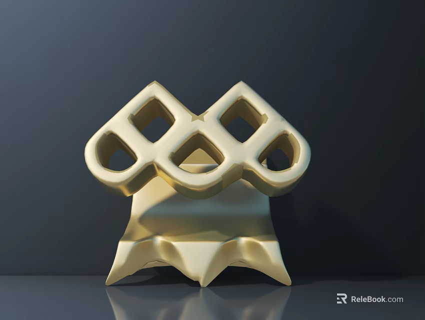 Handheld Golden Metal Hardware Tool With Cross Structure And Multiple Holes 3d model 