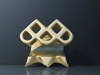 Handheld Golden Metal Hardware Tool With Cross Structure And Multiple Holes 3d model