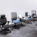 Modern Office Chairs With Various Styles And Ergonomic Design For Workspace 3d model