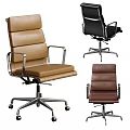 Brown And Black Leather Office Chair With Ergonomic Design Swivel Base And Metal Frame