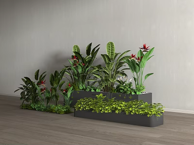 Flower box outside the green plant flower box plant pile plant potted plants flowers flower pond flowers 3d model