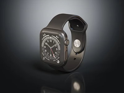 Stylish Black Smartwatch Leather Strap Square Dial For Daily Casual Wear 3d model