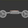 Four Wheeled Robot Vehicle Chassis With Circular Center And Orange Ring Design