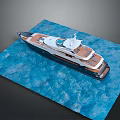 Wooden Boat Elegant Design Sailing On Blue Water Surface With Modern Deck
