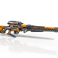 Futuristic Sci Fi Gun With Orange Black Color And Mechanical Long Barrel Design 3d model