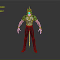 Muscular Character In Green And White T shirt With LOW MONEY Text And Yellow Headgear