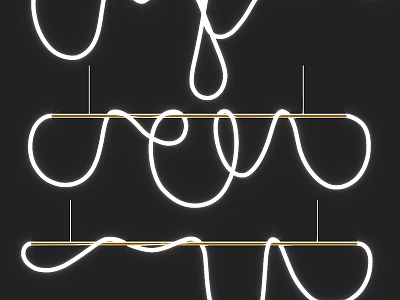 Modern Stylish Pendant Light Design With White Curved LED Lines Ceiling Lighting Decor 3d model