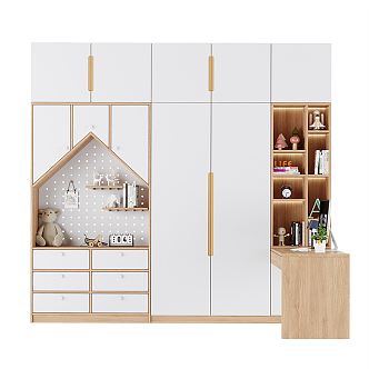 Modern Wardrobe Children's Wardrobe Desk 3d model