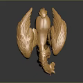 Golden Winged Horse Statue With Shiny Metallic Finish And Detailed Wings