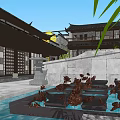 Ancient Architecture Complex With Traditional Courtyards Stone Pathways And Black Tiled Roofs 3d model