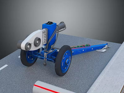 Heavy Duty Industrial Mobile Equipment With Blue Metal Frame And Large Wheels 3d model